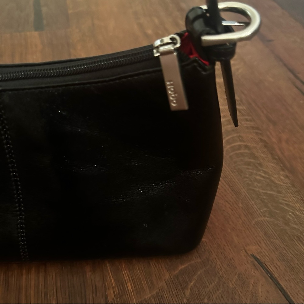 Elegant Black Leather Handbag Vintage Hobo International Y2K - Picture 6 of 14